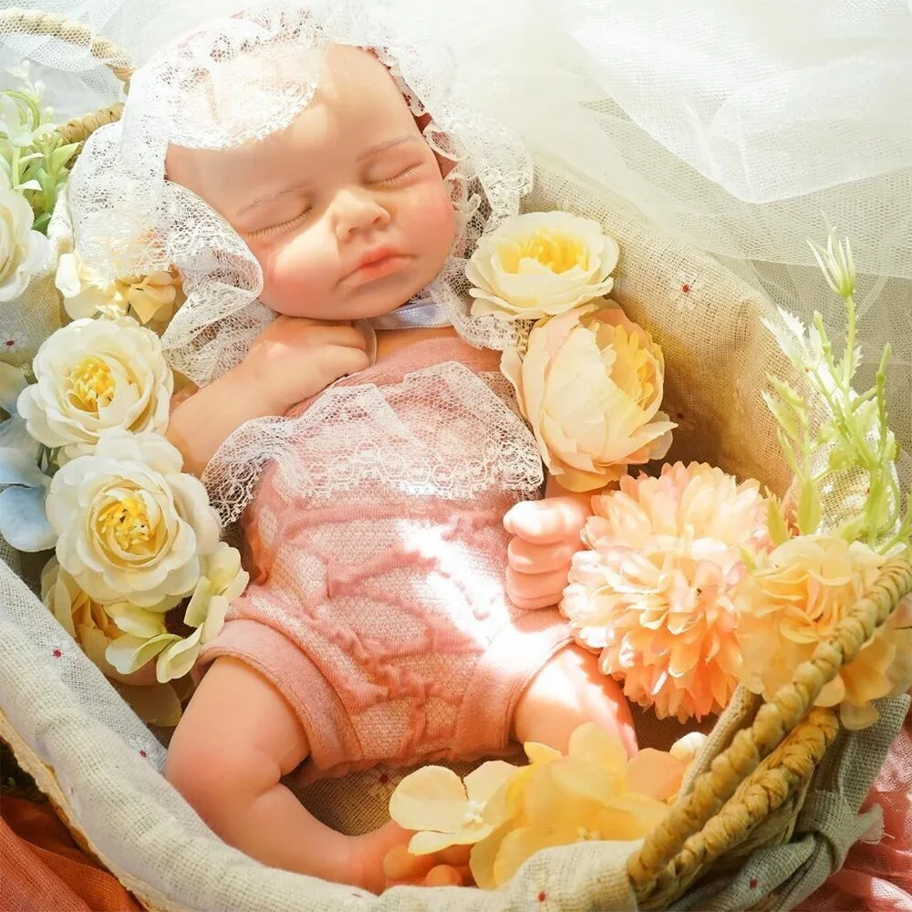 12.21 in Full Silicone Reborn Ivory Baby Girl Dolls Lifelike 2.42LB Weight Baby